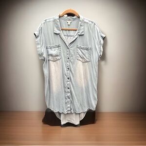 Light Blue Denim Button-Up Shirt